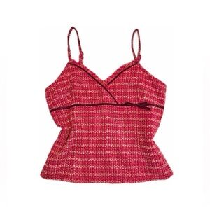 Vintage Y2K Old Navy Tiny Fit Red Velvet Bow Tweed Tank Top, size medium